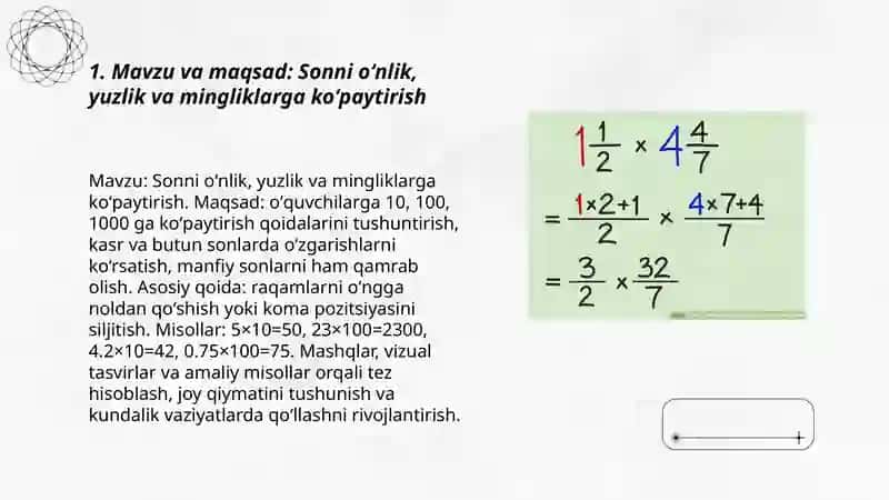 Sonni oʻnlik,yuzlik va mingliklarga koʻpaytirish 3