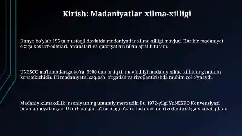 Madaniyatlar xilma-xilligi 3