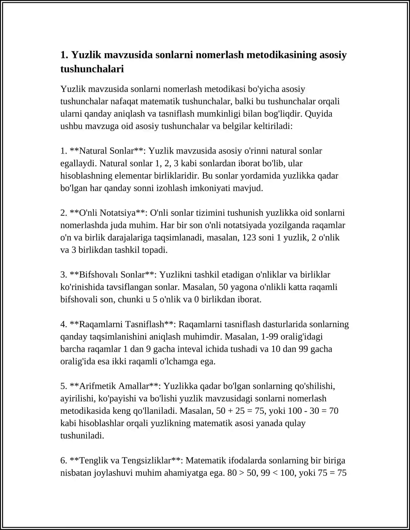 YUZLIK MAVZUSIDA SONLARNI NOMERLASHGA OʻRGATISH METODIKASI 3