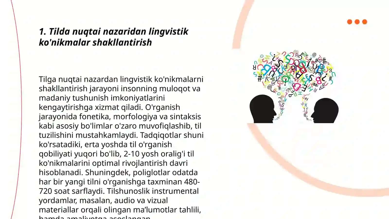 Lingvistik ko'nikmani shakllantirish muammolari 3