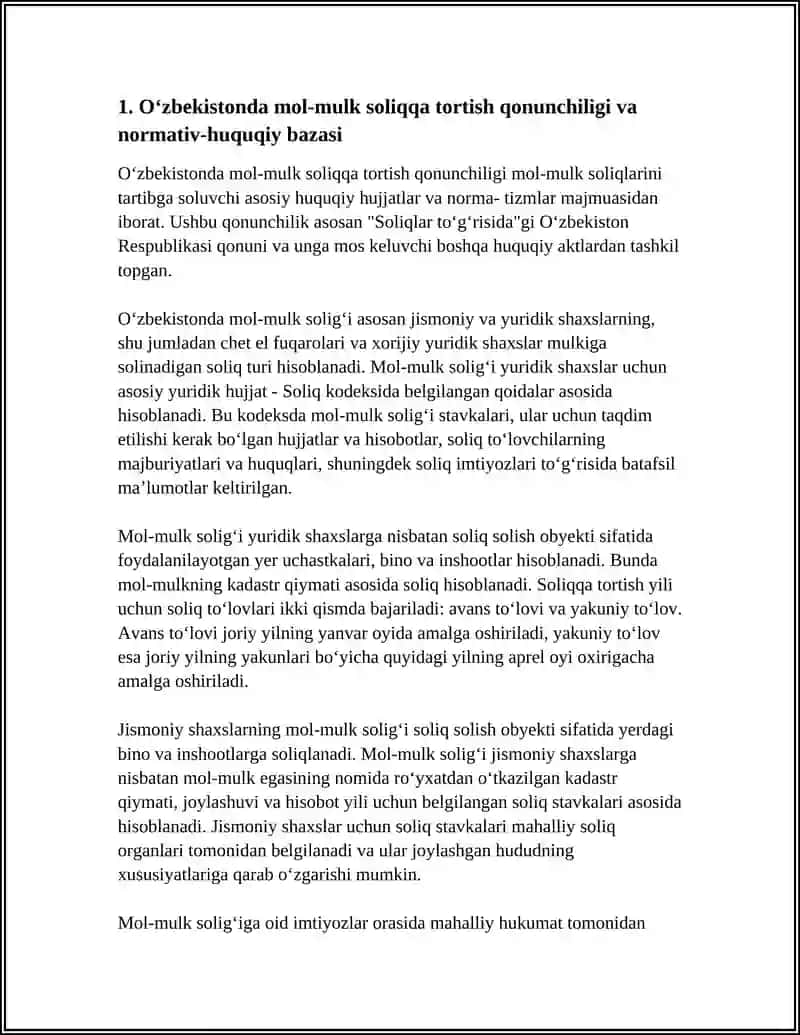 O‘zbekistonda Mol-Mulqni Soliqqa Tortishning O‘ziga Xos Xususiyatları 3