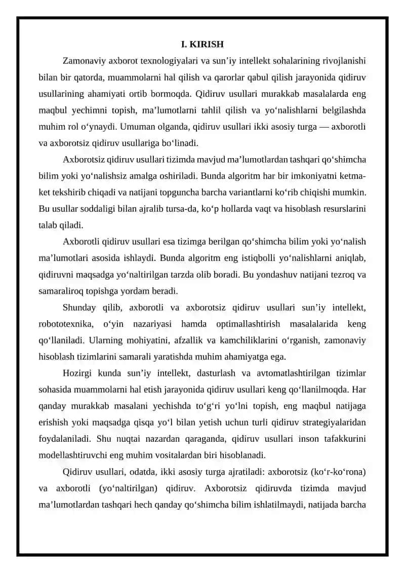 Axborotli va axborotsiz qidiruv usullari. 3
