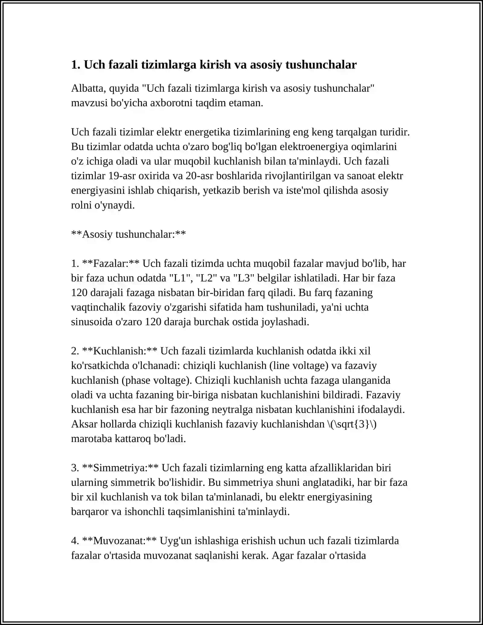 UCH FAZALI ZANJIRLAR VA ULARNING AFZALLIGI HAMDA YUKLAMALARNI ULANISHI 3