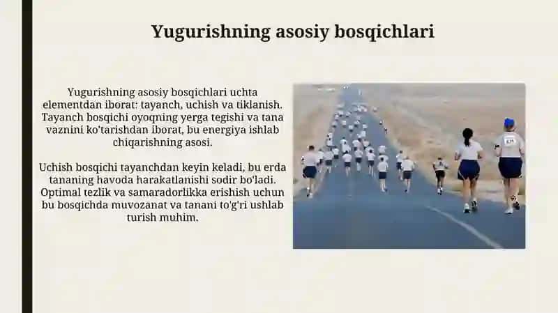 Yugurish texnikasini o'rgatish uslubiyati va musobaqa qoidalari 3