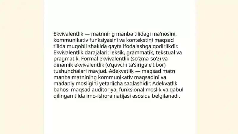 Ekvivalentlik va adekvatlik: tushunchalar va taʼriflar 3