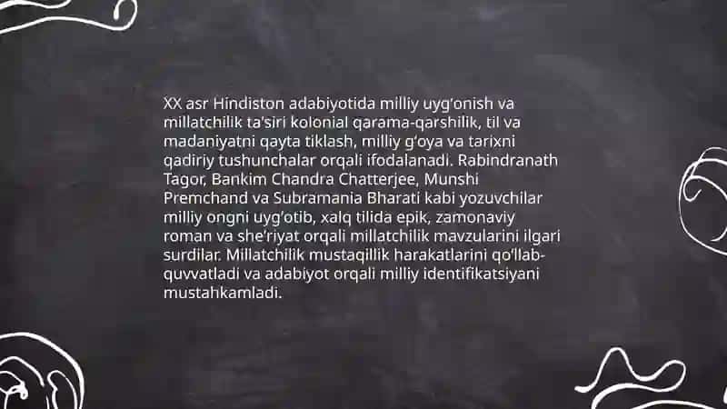 XX asr Hindiston adabiyoti xususiyatlari 3