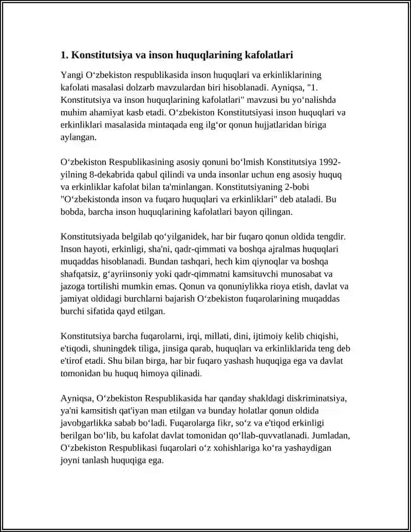 YANGI O'ZBEKISTONDA INSON HAQ-HUQULARI VA ERKINLIKLARI KAFOLATI 3