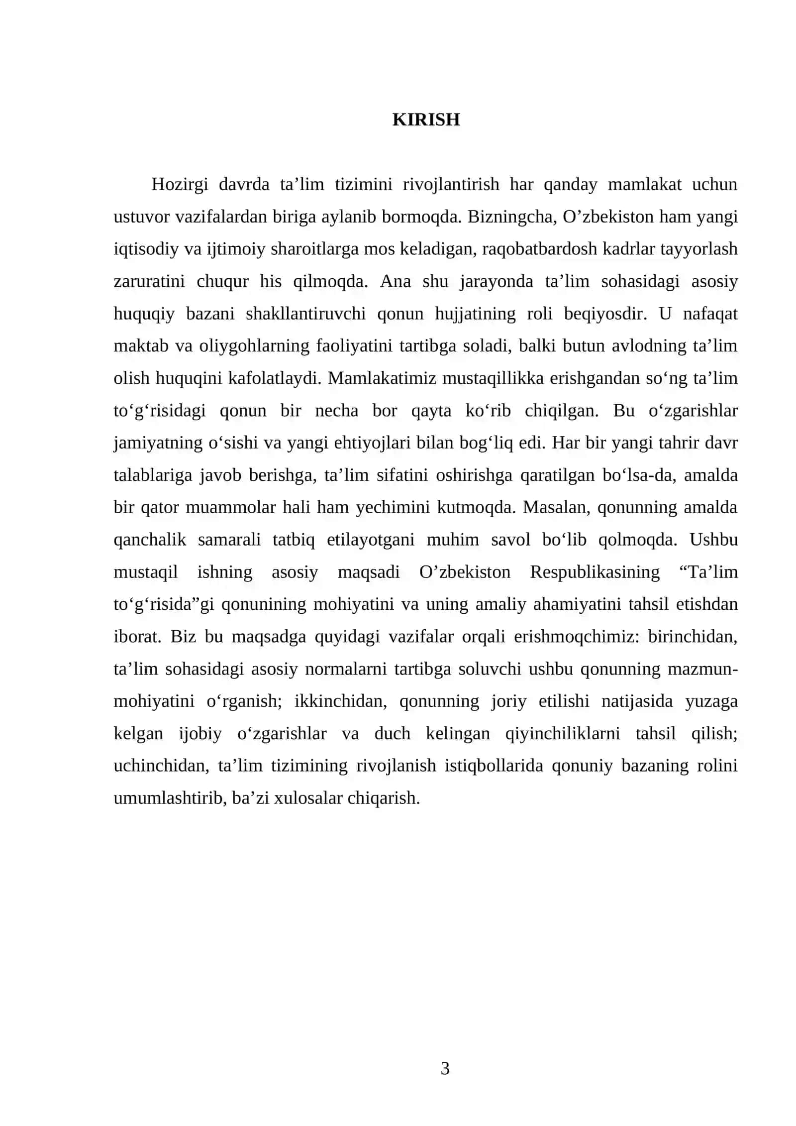 O’zbekiston respublikasining ta’lim to’g’risidagi qonuni 3