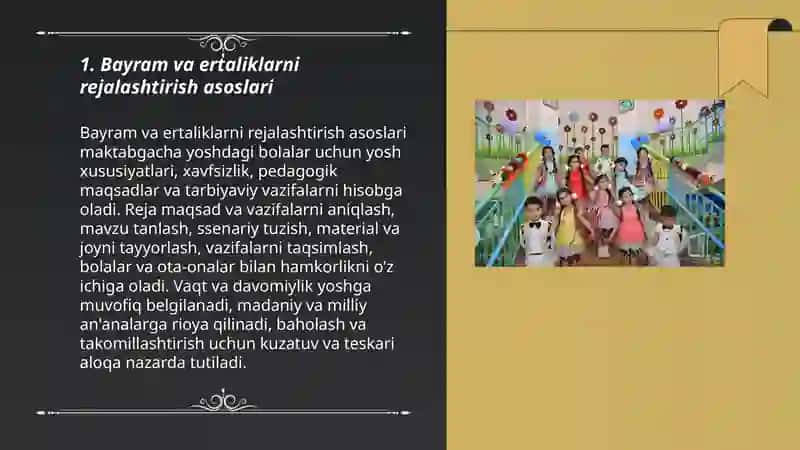 Bayram va ertaliklarni rejalashtirish asoslari 3