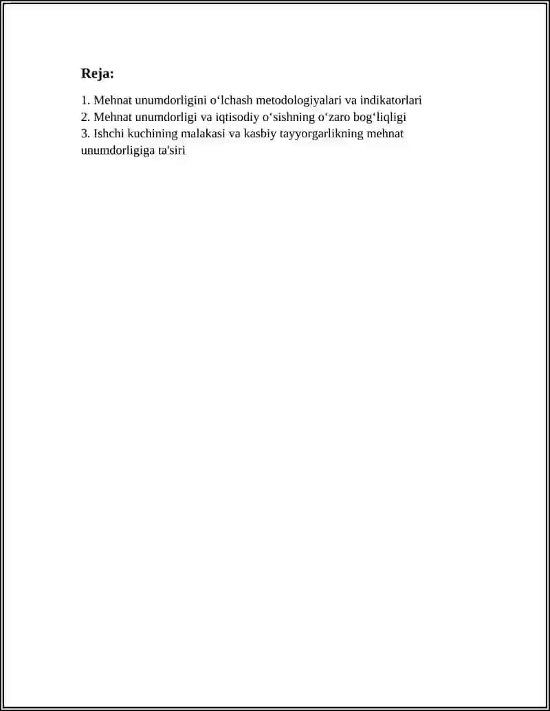 MEHNAT UNUMDORLIGI - IQTISODIY O‘SISH OMILI SIFATIDA 3