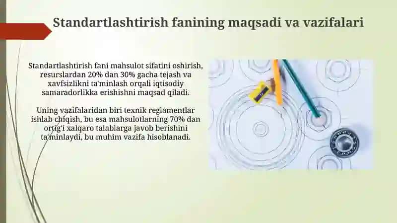 Standartlashtirish fanining maqsadi va vazifalari 3