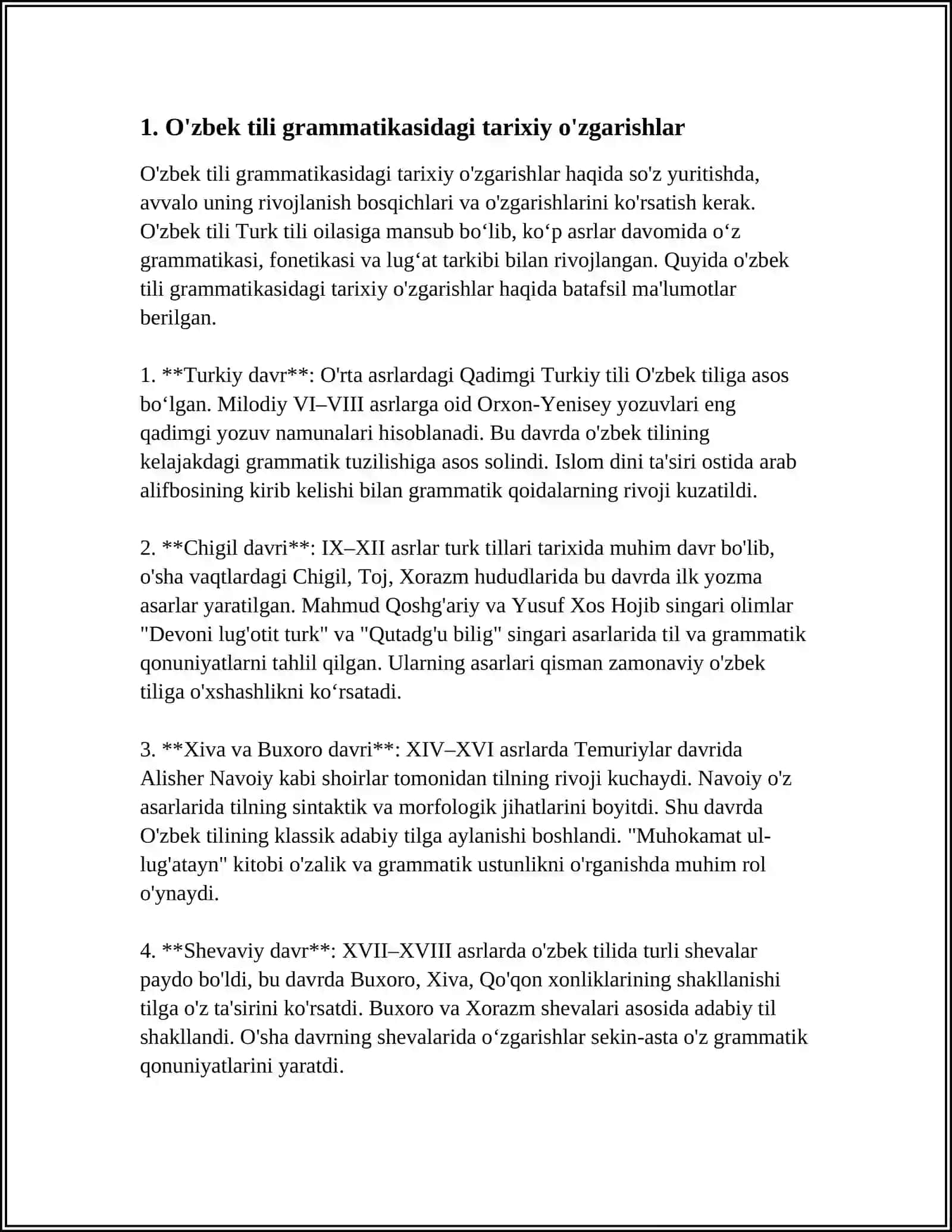 GRAMMATIKADAGI TARIXIY O'ZGARISHLARGA MISOLLAR TO'PLASH 3