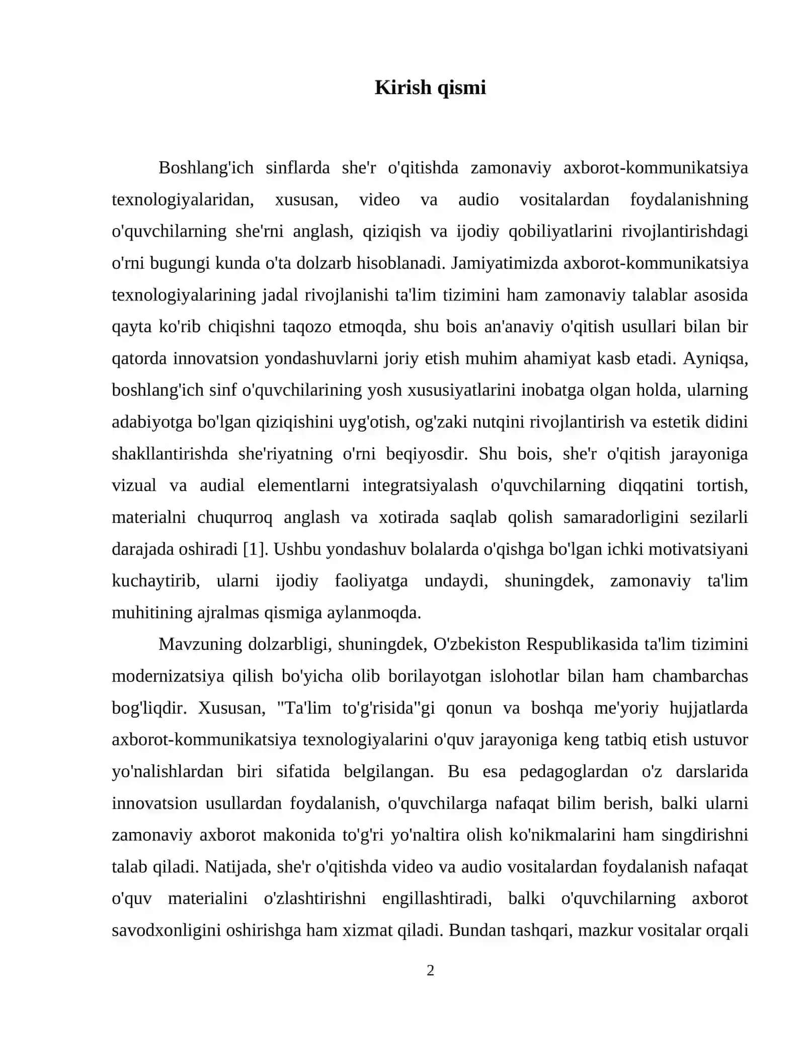 Boshlangʻich sinflarda she'r oʻqitishda video va audio vositalardan foydalanish 3