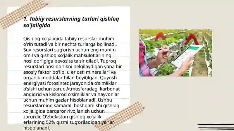 Qishloq xo'jaligida tabiiy resurslarning tutgan o'rni 3