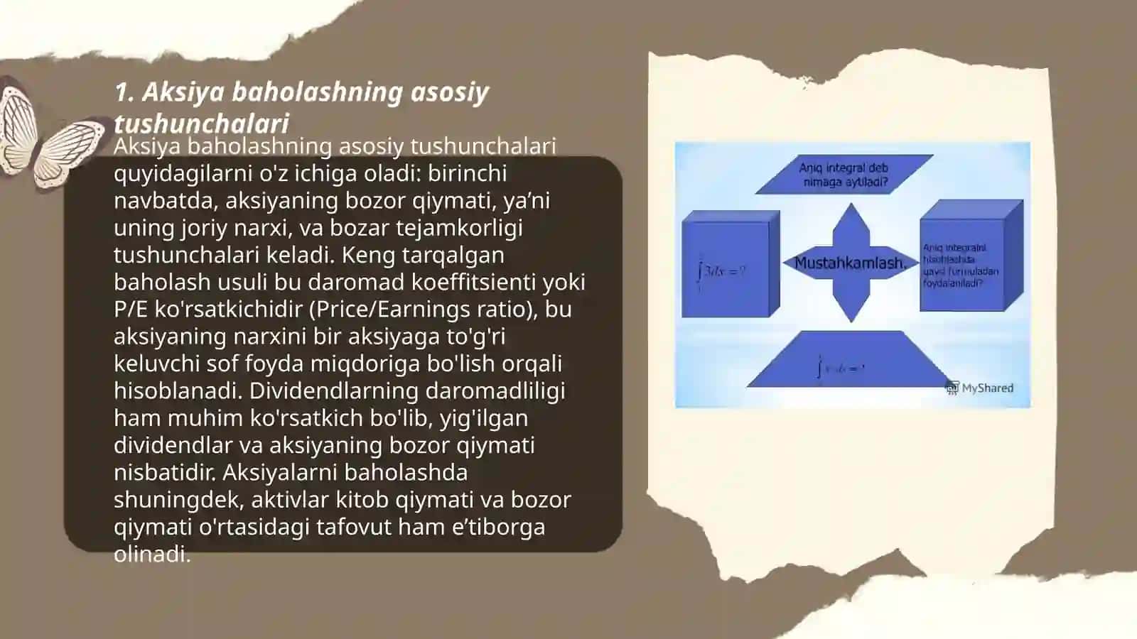 Aksiya qiymatini baholash nazariya asoslari 3