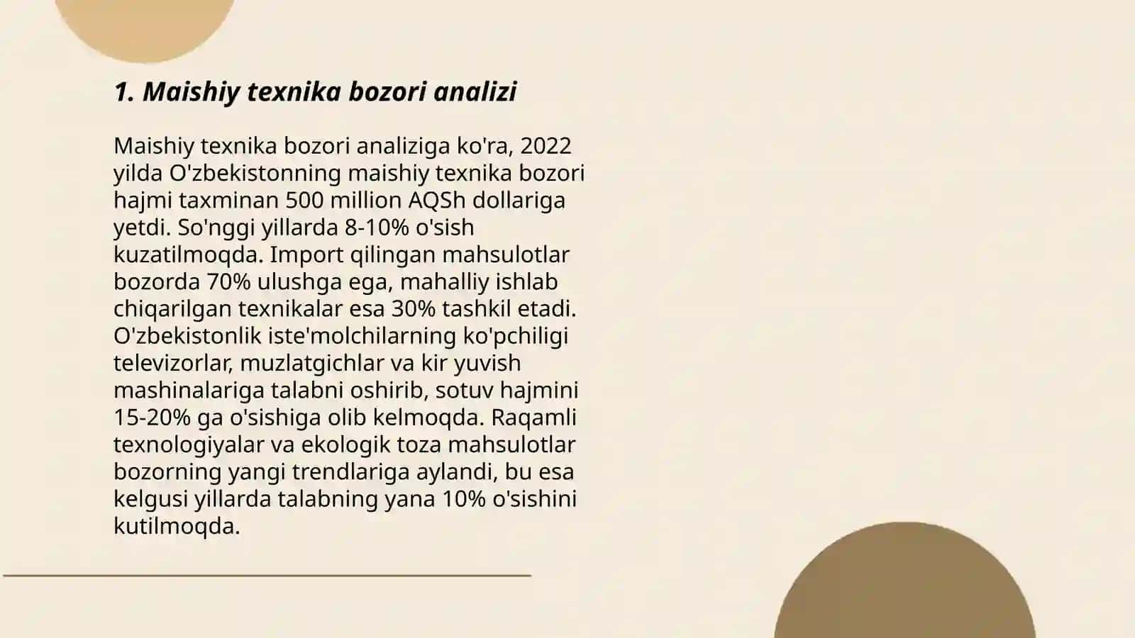 Maishiy texnika bozori analizi 3