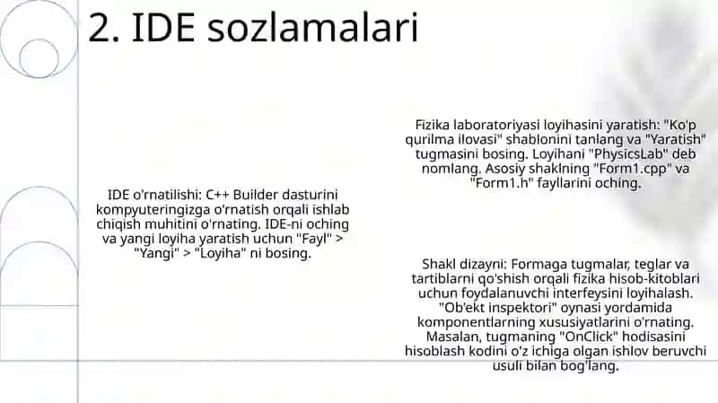 C++Builderda Fizika Fanidan Laboratoriya Dasturini Tuzish 3
