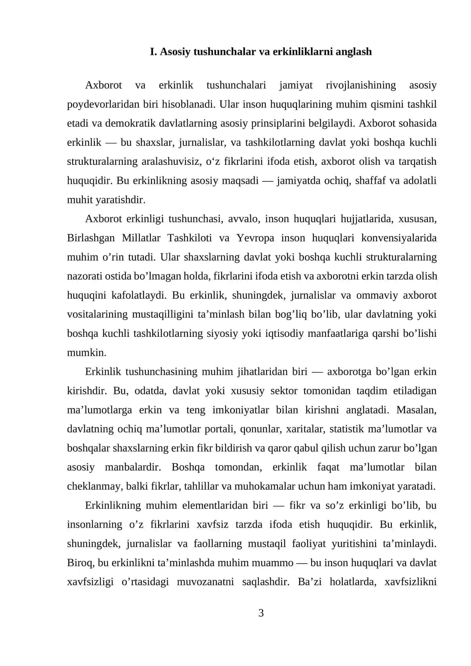 Axborot sohasini isloh qilish, axborot va so‘z erkinligini ta’minlash Reja 3