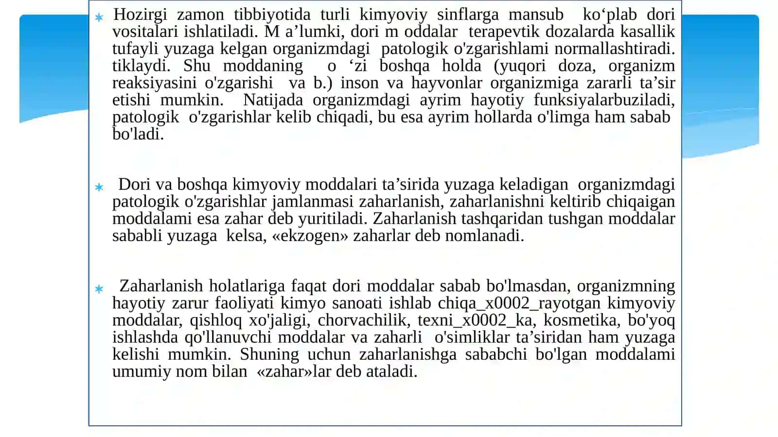 Zaharlar, zaharlanish va zaharlarning organizmdagi metabolizmi 3