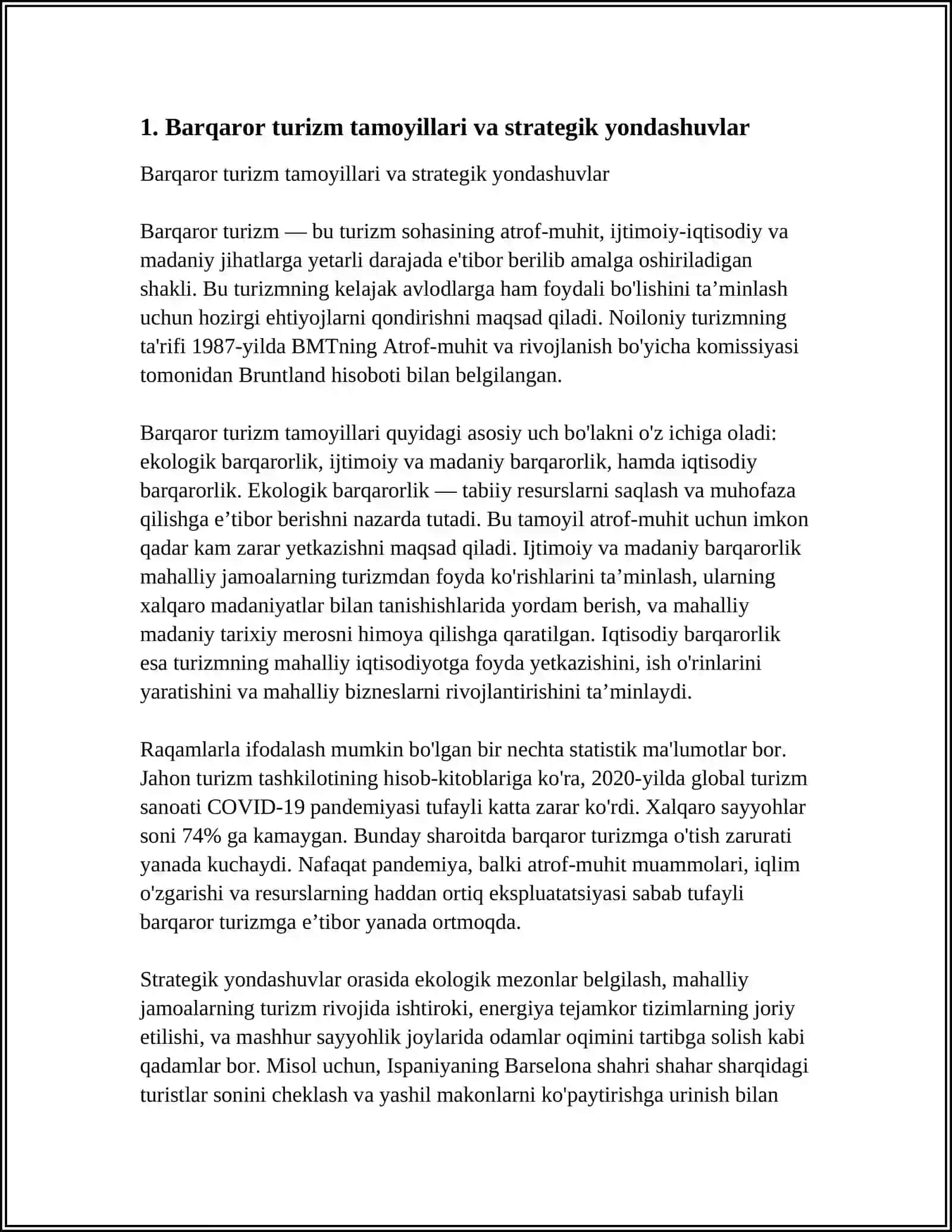 BARQAROR TURIZM STRATEGIYALARINI ISHLAB CHIQISH VA AMALGA OSHIRISH 3