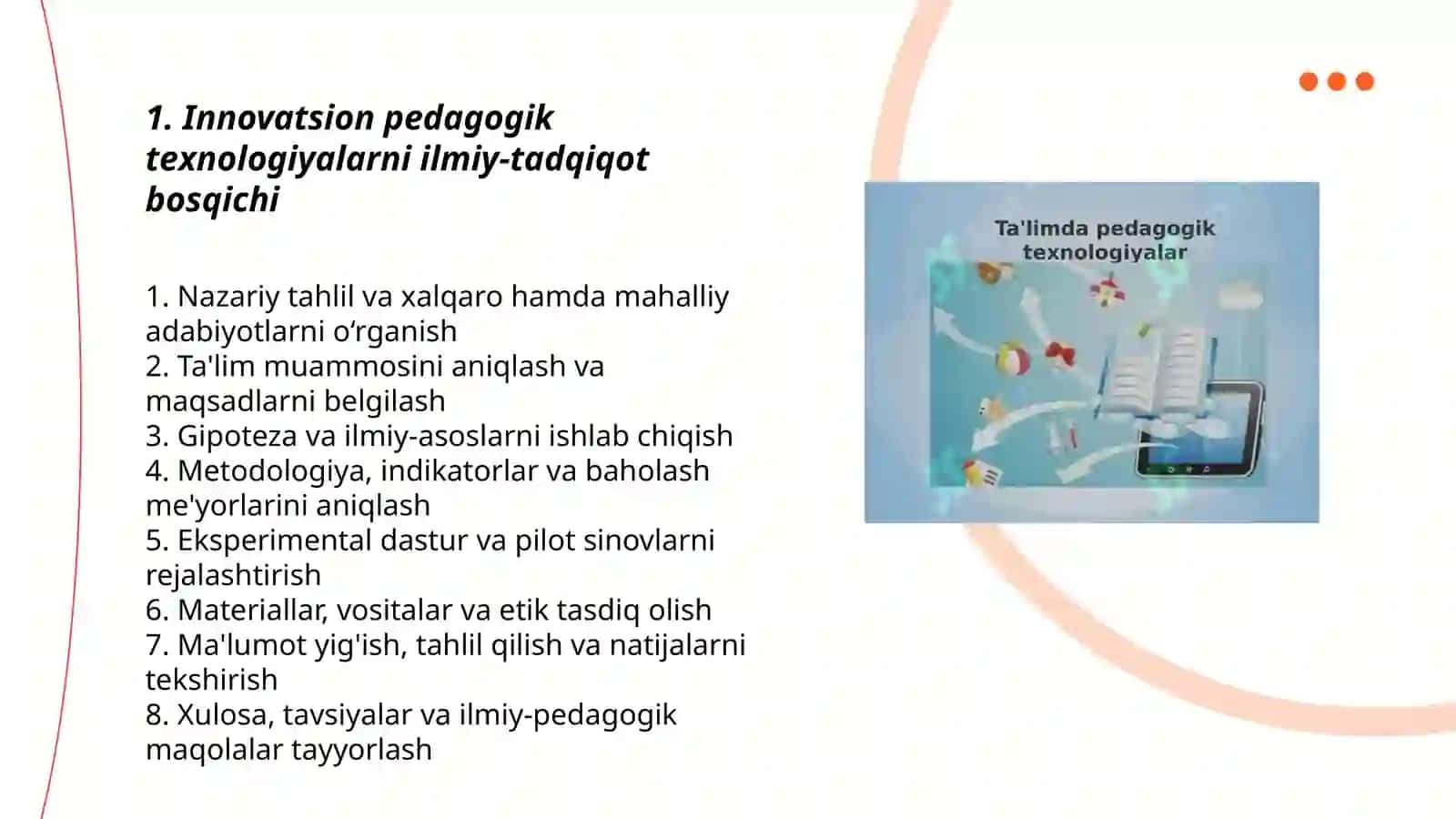 Innovatsion pedagogik texnalogiyalarning bosqichlar 3