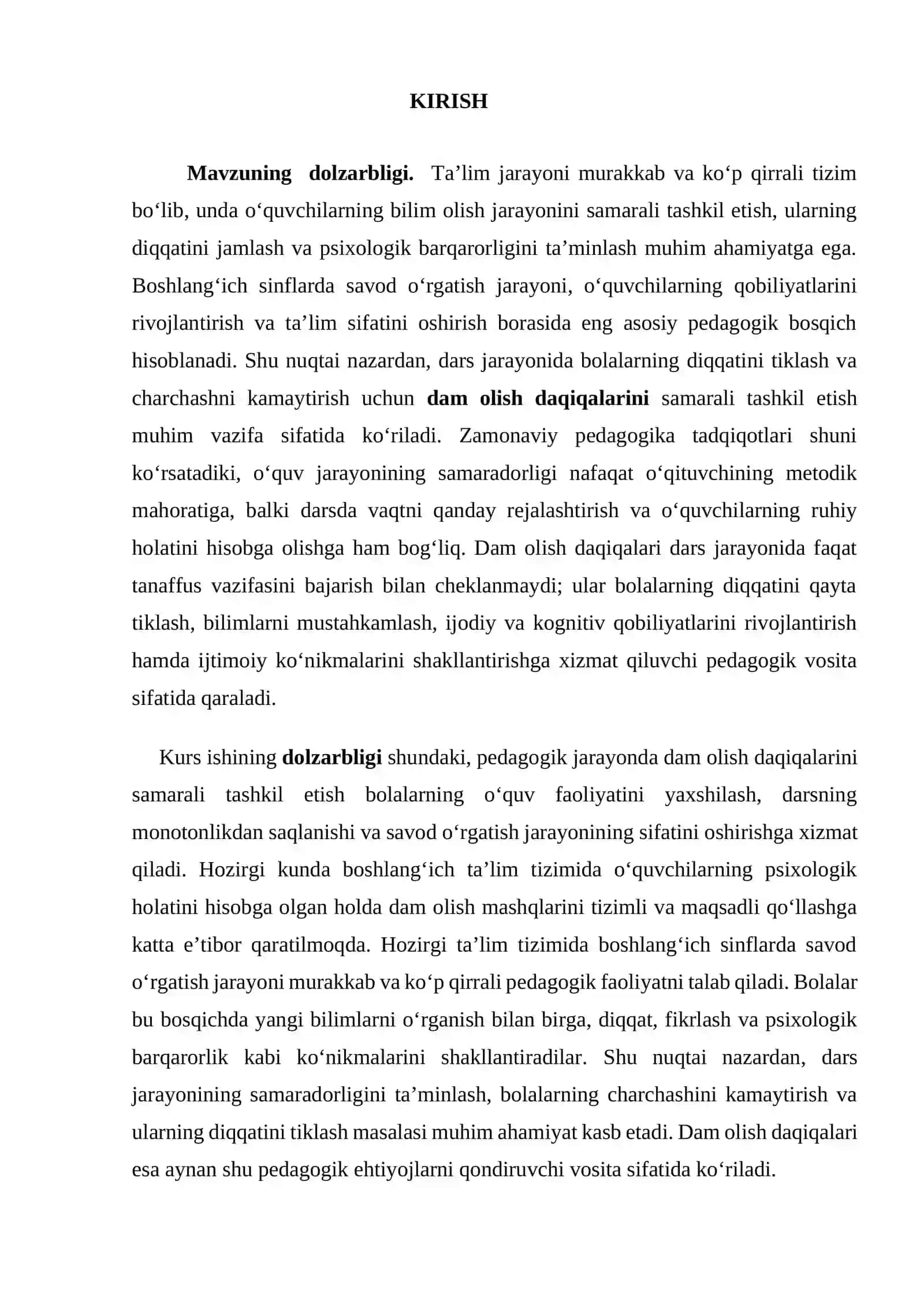 “Savod örgatish darslarida dam olish daqiqalarini tashkil qilish.” 3