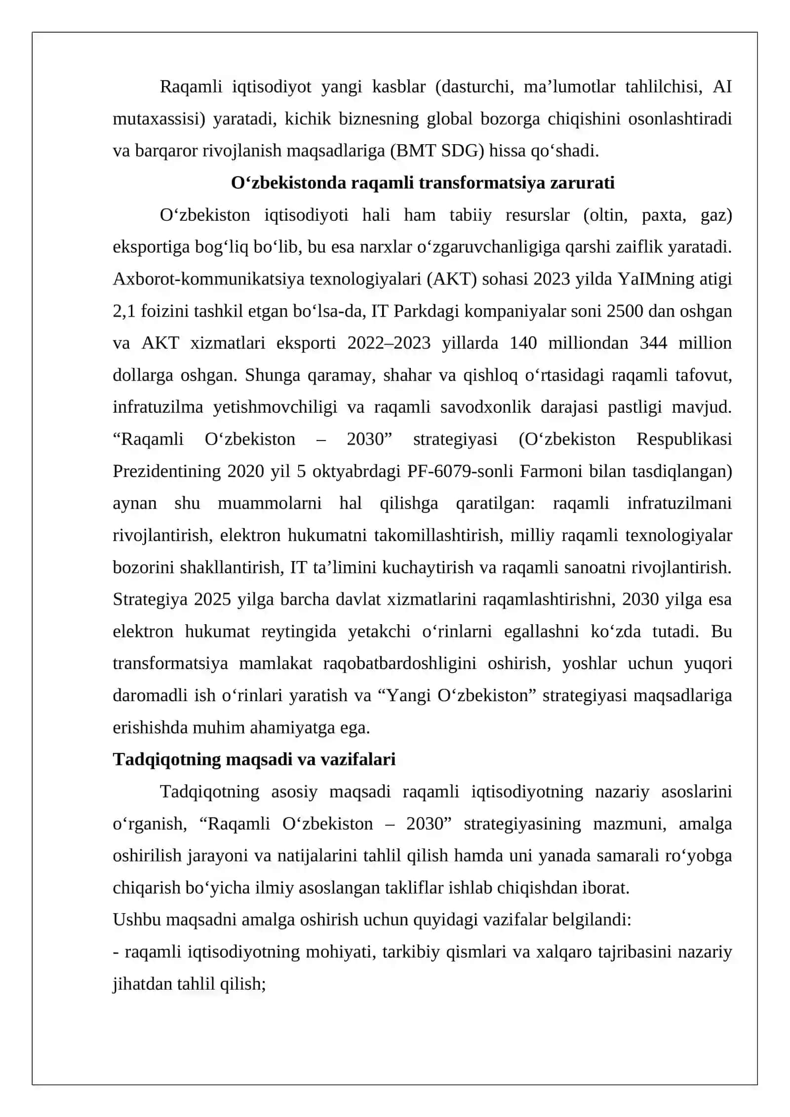 Raqamli iqtisodiyot va “Raqamli O‘zbekiston – 2030” strategiyasi 3