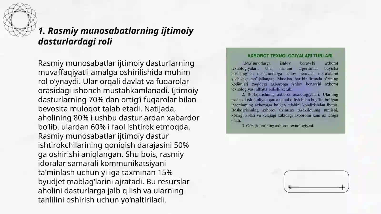 Rasmiy munosabatlarning ijtimoiy dasturlari va ularning ahamiyati 3