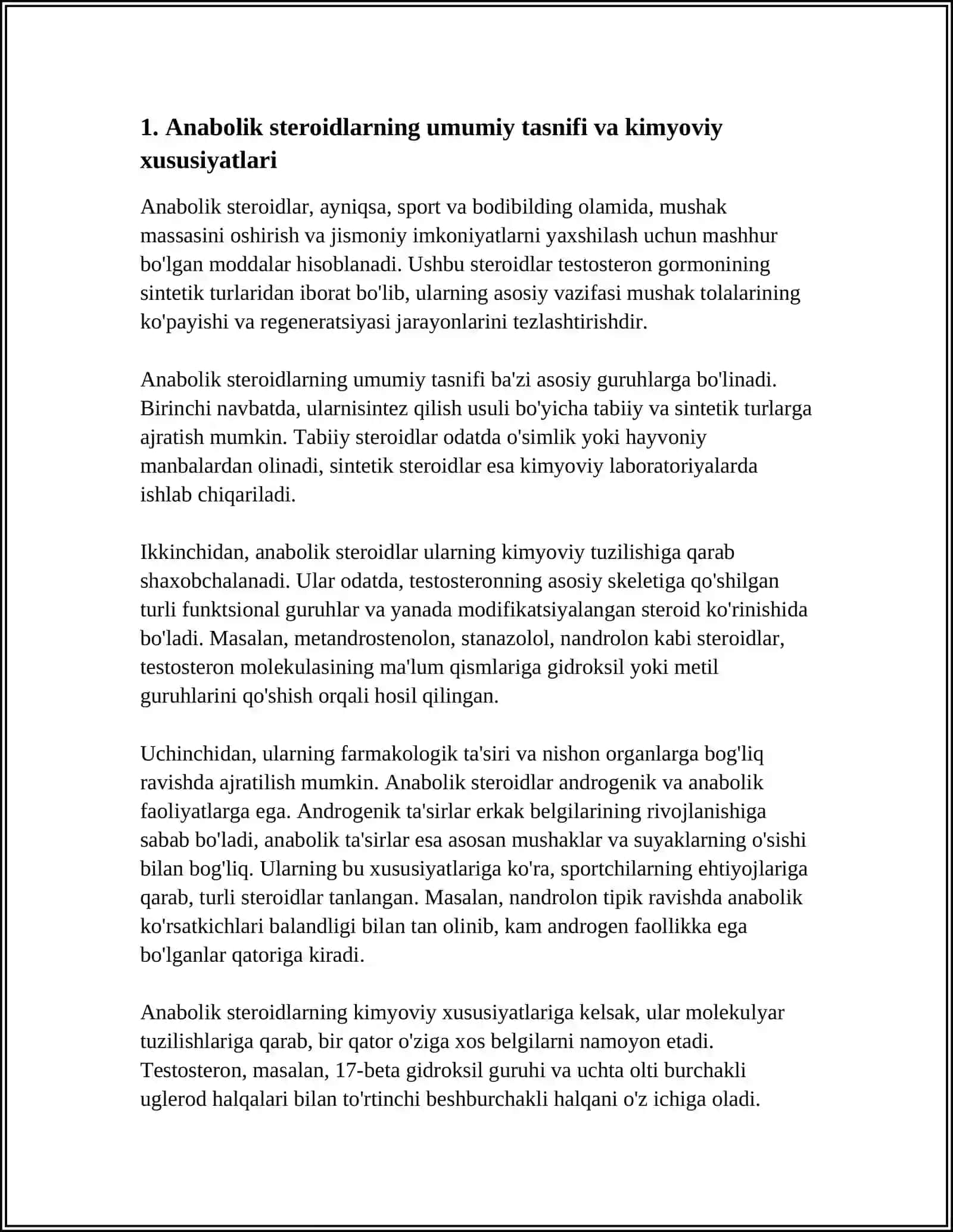 ANABOLIKLAR. BIOLOGIK OB'YEKTDAN AJRATIB OLISH VA TAHLIL QILISH 3