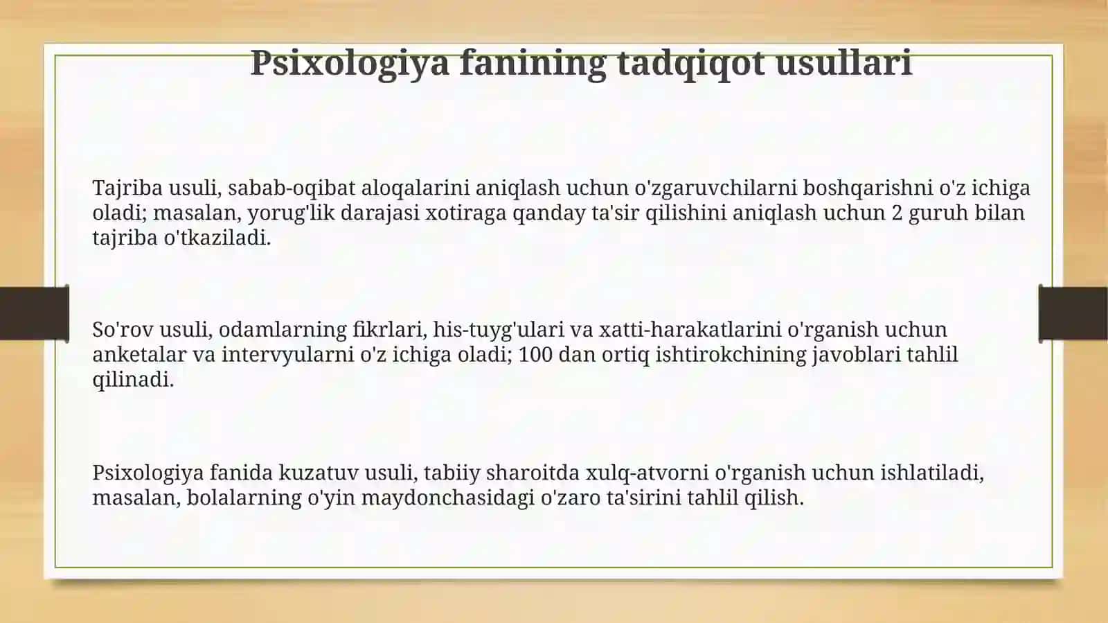 Psixologiya fanining tadqiqot usullari 3