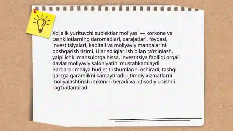 Xoʻjalik yurituvchi subʼektlar moliyasi - davlat moliyaviy salohiyatining asosi 3