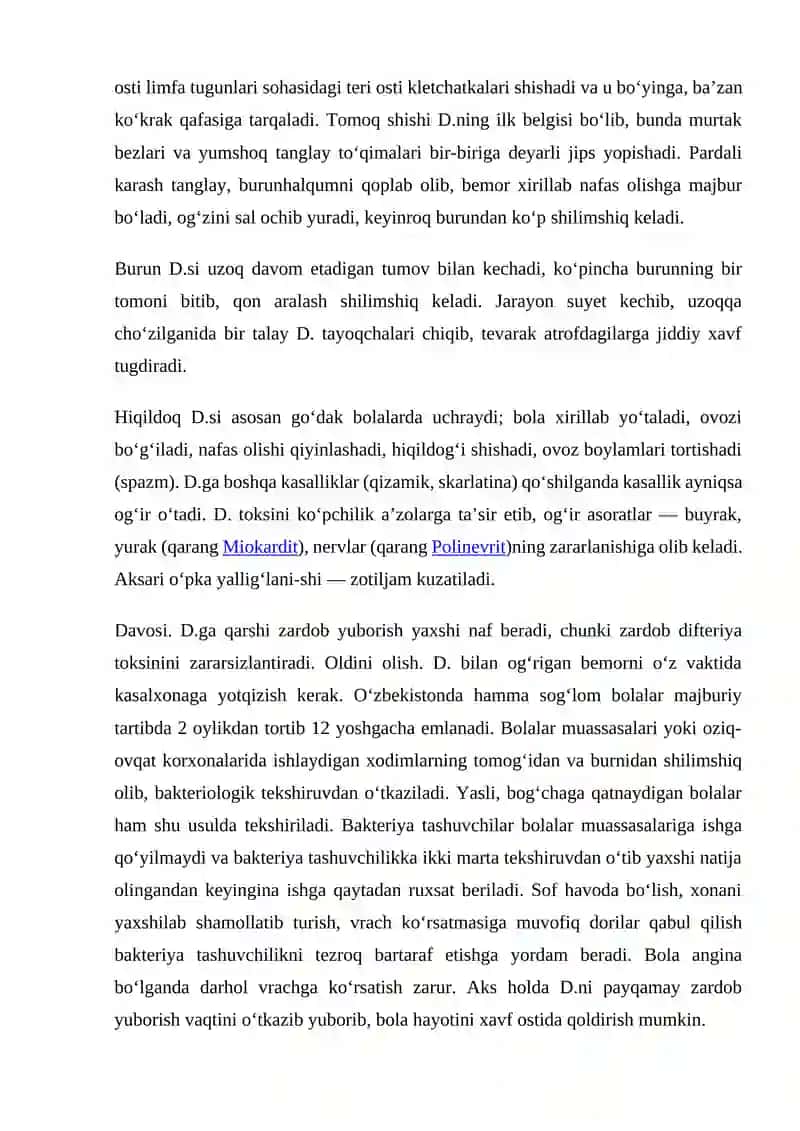 Difteriya kasalligining kelib chiqish sababi va asoratlari 3