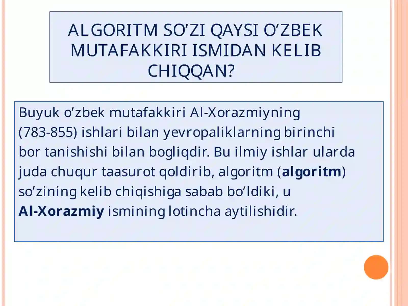 Algoritmlarni yaratish usullari va turlari. 3