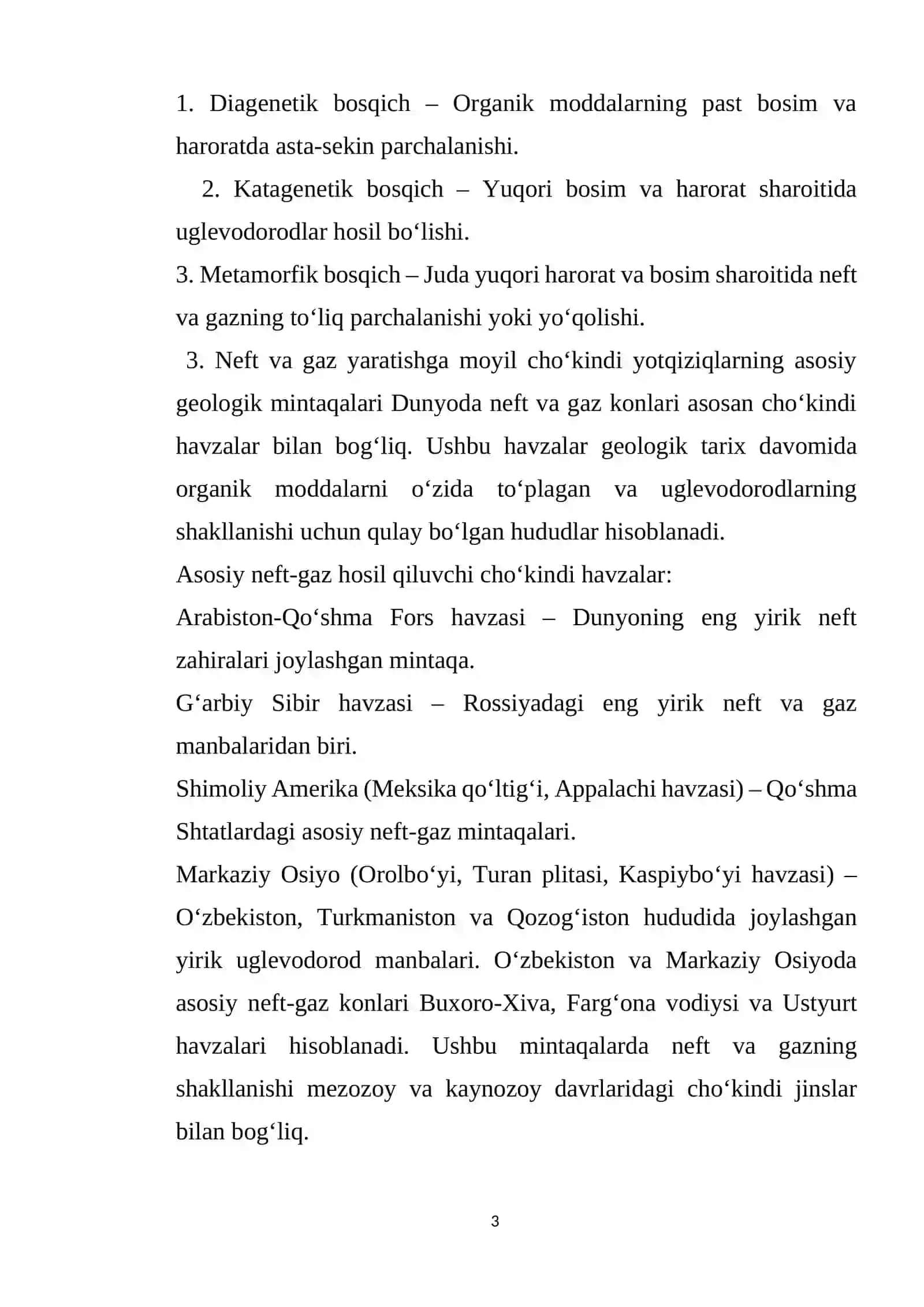 O'rganilayotgan geologik vaqt mobaynida tarkibi organik moddalarga boy neft 3