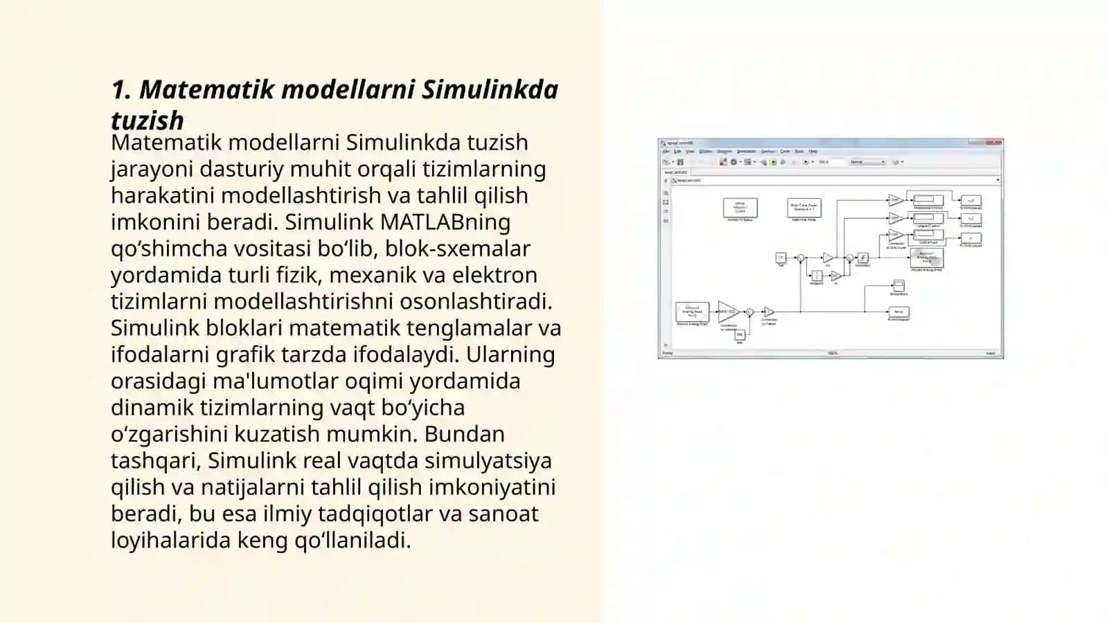 Matematik modellarni Simulinkda tuzish 3