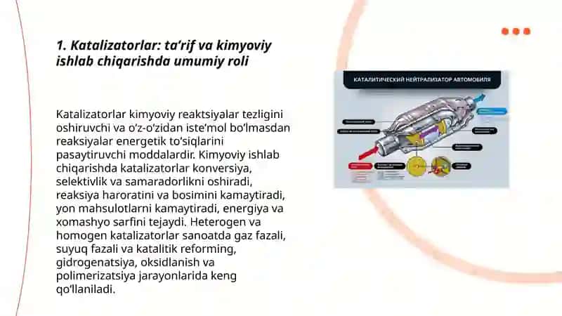 Kimyoviy ishlab chiqarishda katalizatorning roli va turlari 3