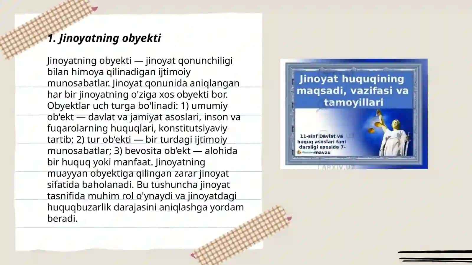 Jinoyat tarkibining belgilari va tomonlari (elementlari) 3