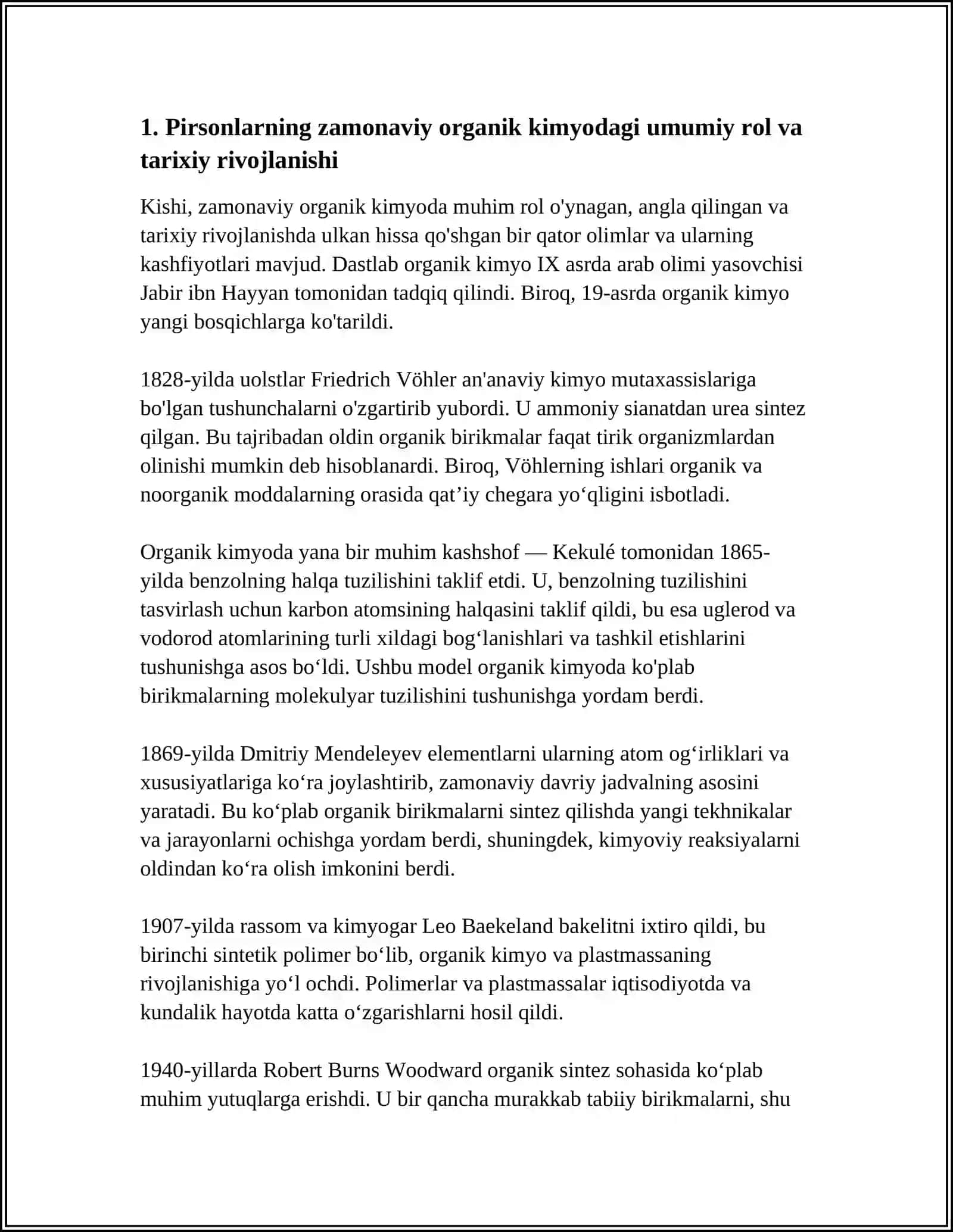 PIRSONLARNING ZAMONAVIY ORGANIK KIMYODAGI O’RNI 3