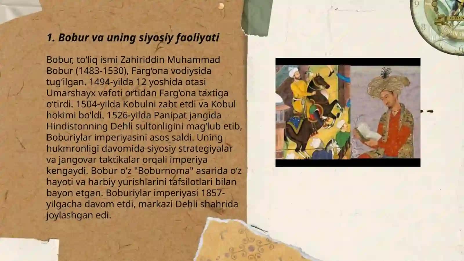 Bobur va uning siyosiy, iqtisodiy, madaniy sohalardagi faoliyati 3