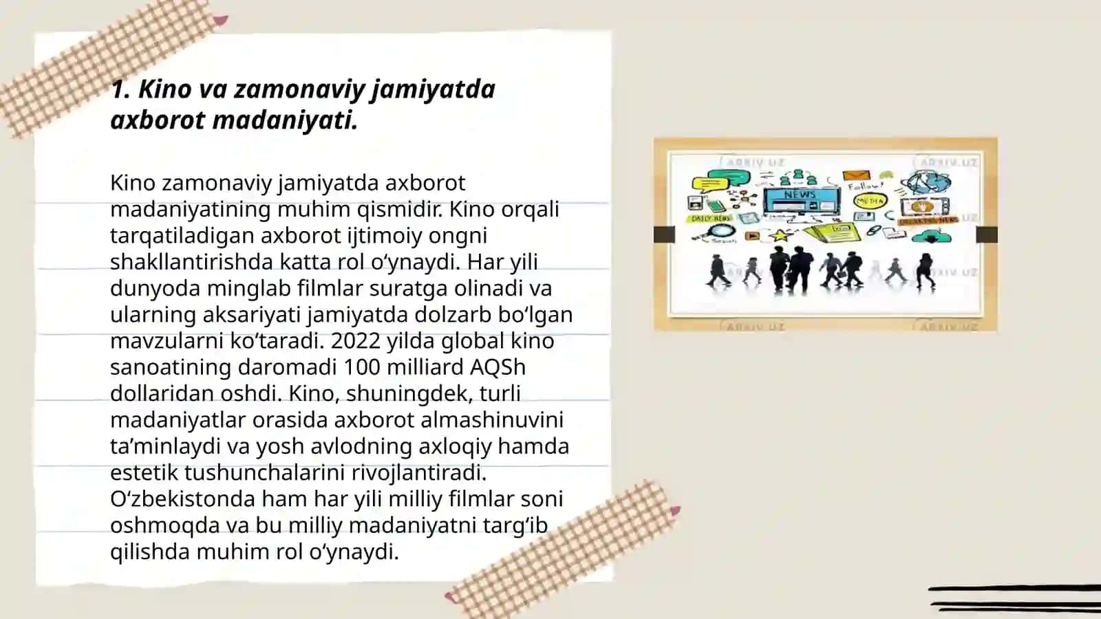 Kino axborot madaniyatning muhim manbai ekanligi 3