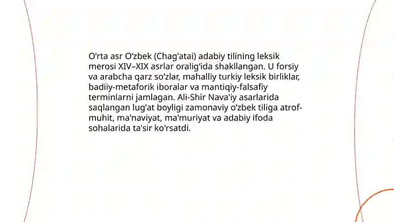 O'rtacha asr O'zbek (Chag'atai) adabiy tilining leksik merosi 3