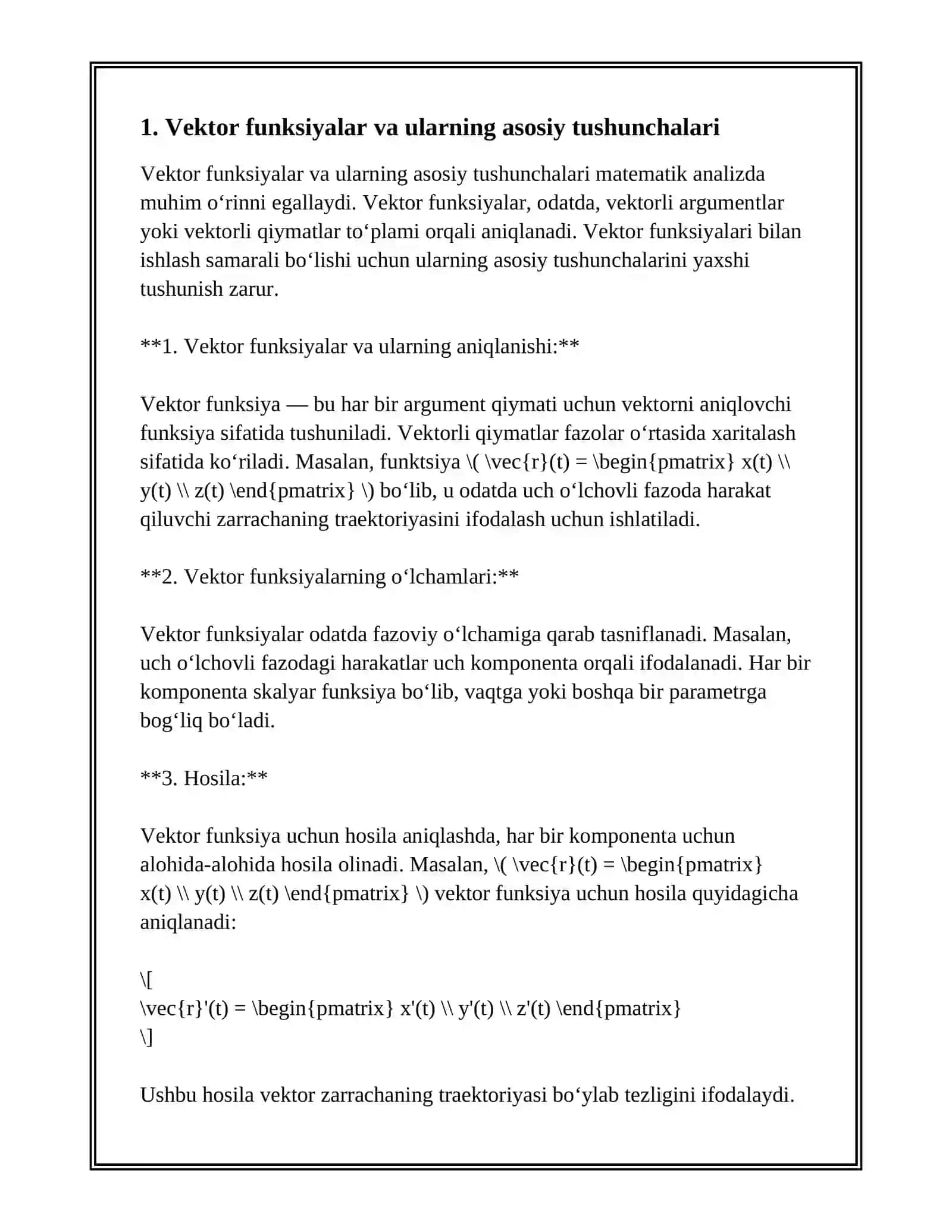 VEKTOR FUNKSIYALARINING AERODINAMIKA VA TELEKAMMUNIKASIDAGI TADBIQLARI 3