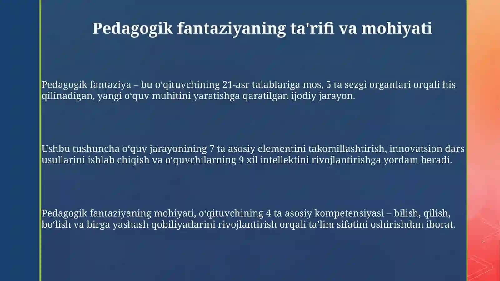 Pedagogik fantaziyaning mohiyati va ahamiyati 3