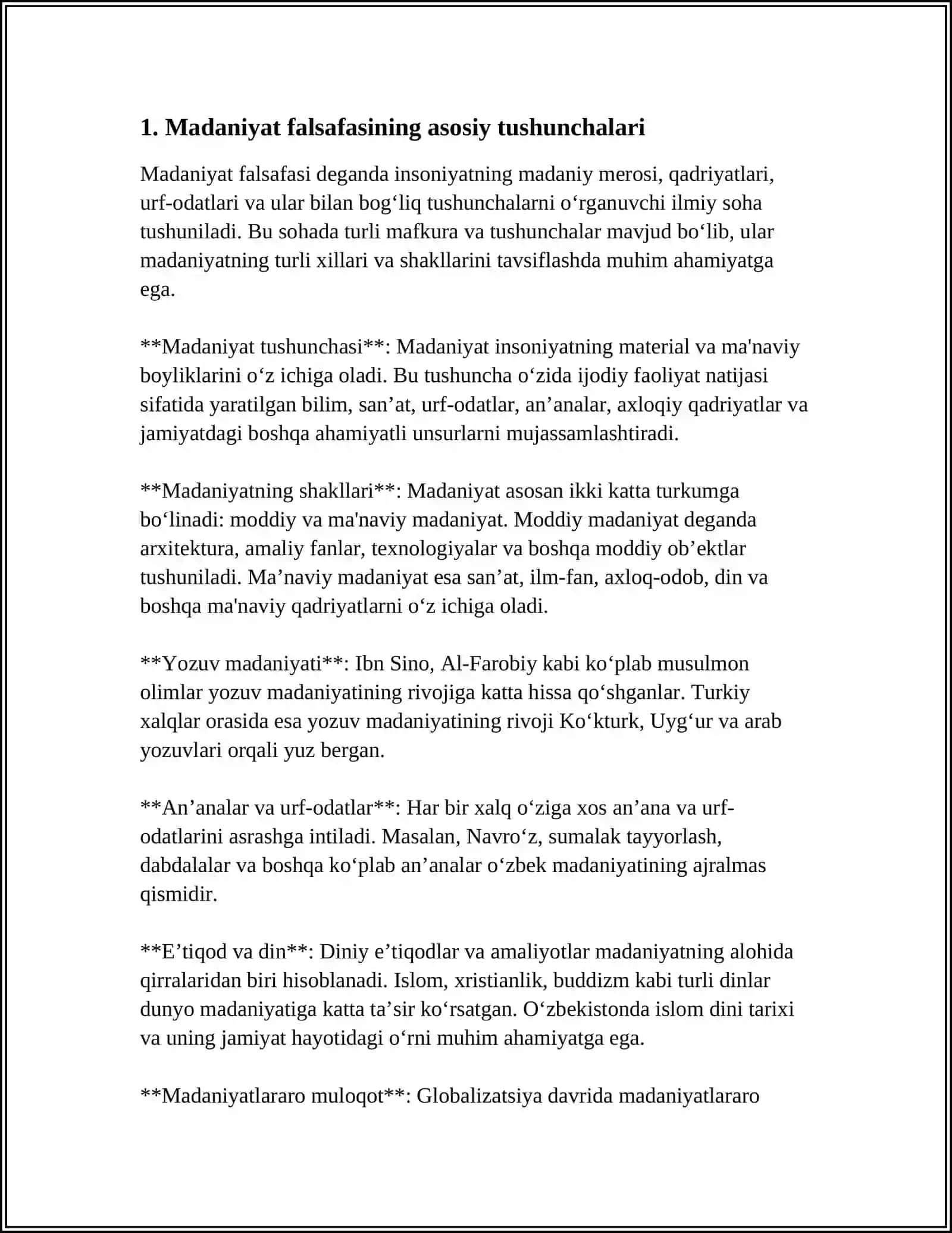 MUSTAQIL ISH Mavzu: MADANIYAT FALSAFASI 3