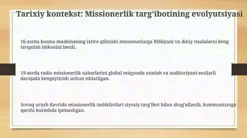 Missionerlik targʻibotida uslub va vositalarining zamonaviylashuvi 3