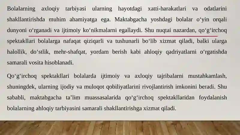 Qo’girchoq spektakllar orqali ahloqiy saboqlar berish 3