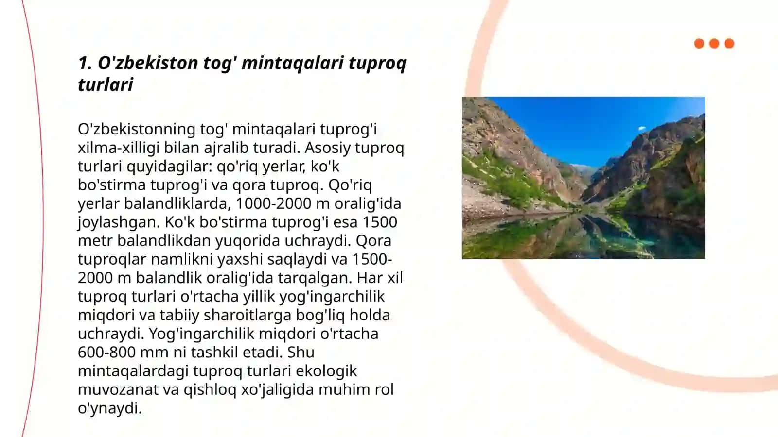 O'zbekistonning tog' va tog'oldi mintaqasi tuproqlari geografiyasi va uni muhofaza qilish 3