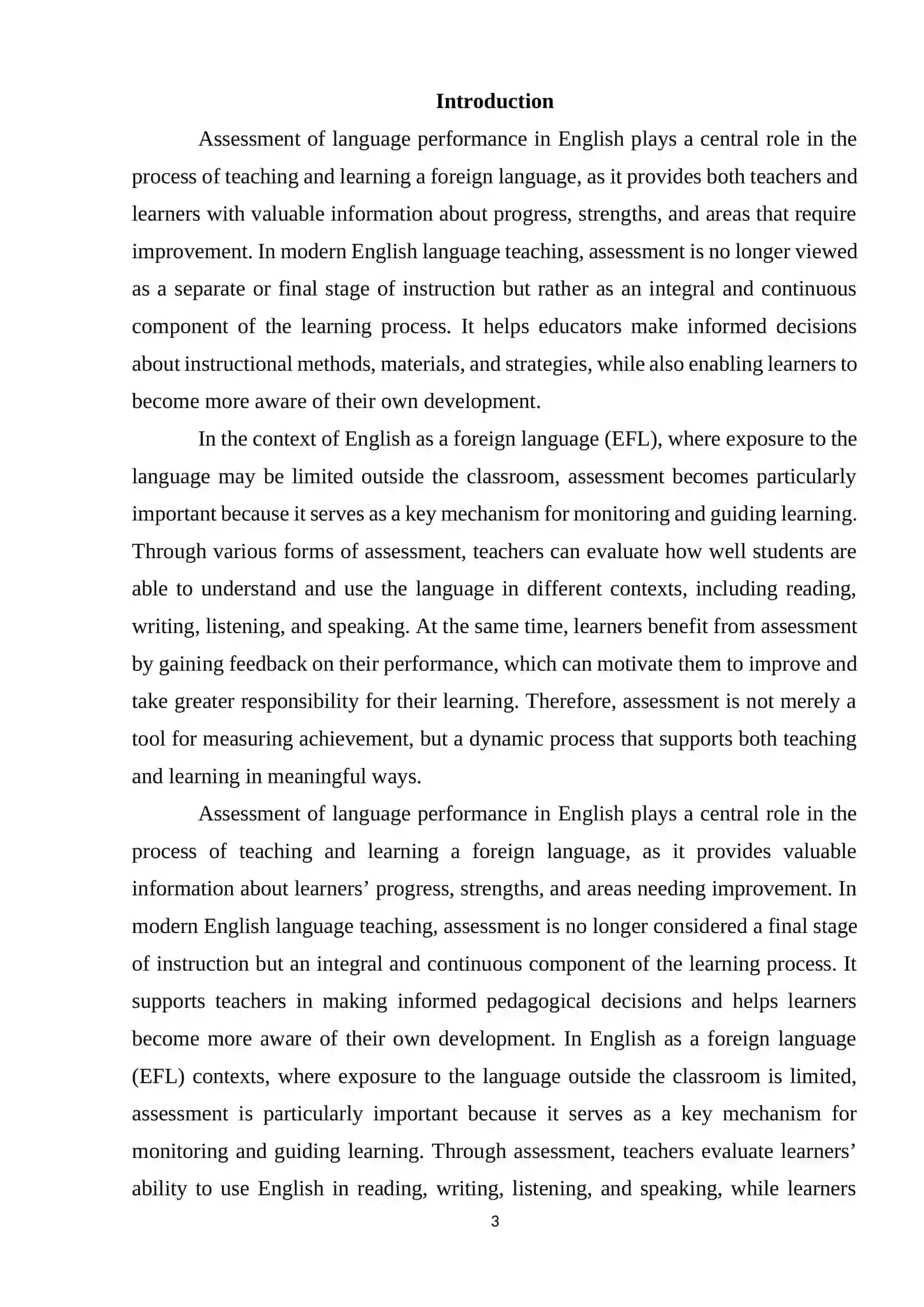 ASSESSMENT OF LANGUAGE PERFORMANCE IN ENGLISH 3