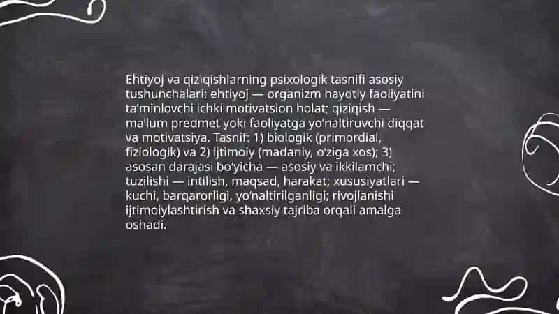 Ehtiyoj va qiziqishlarning psixologik tasnifi 3