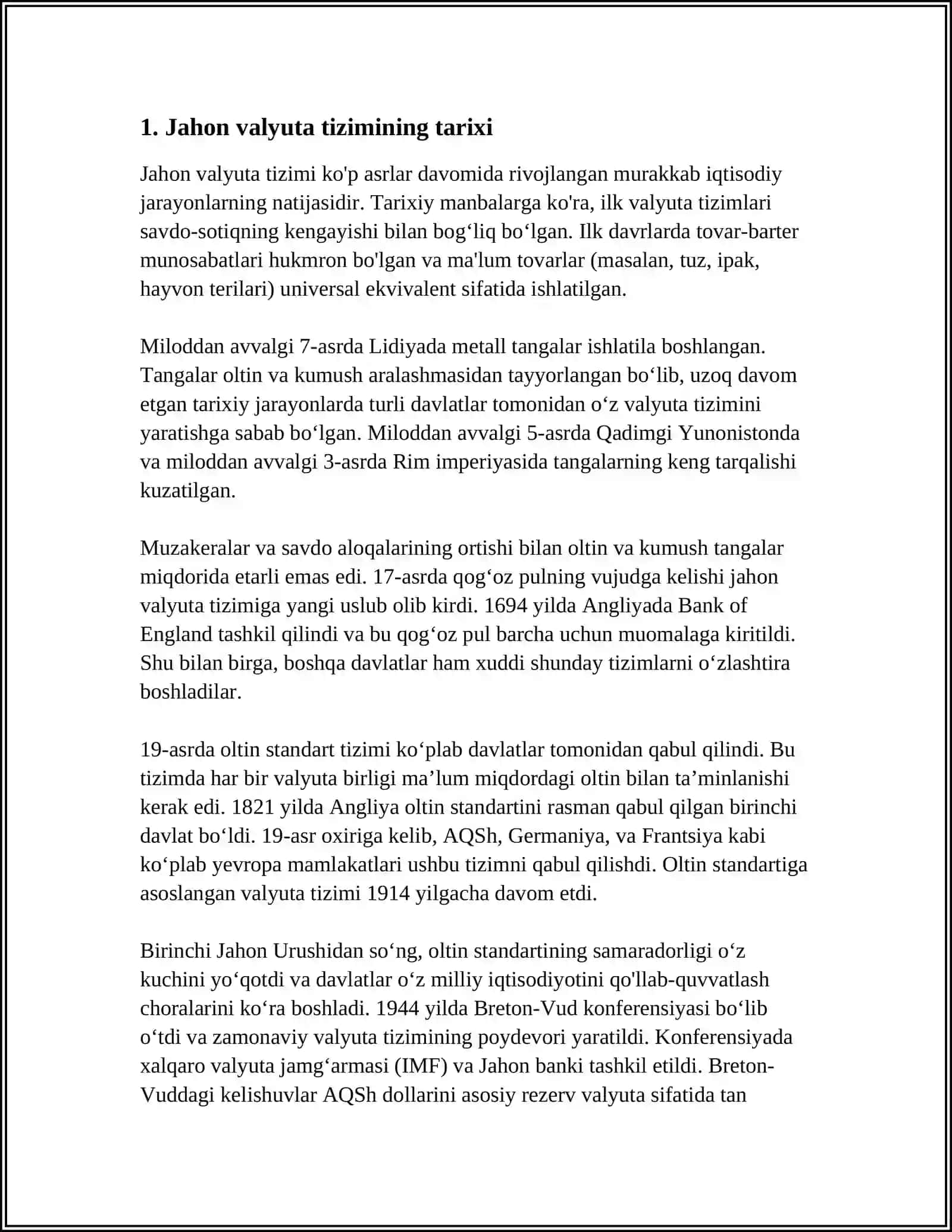 JAHON VALYUTA TIZIMI VA UNING RIVOJLANISH BOSQICHLARI 3